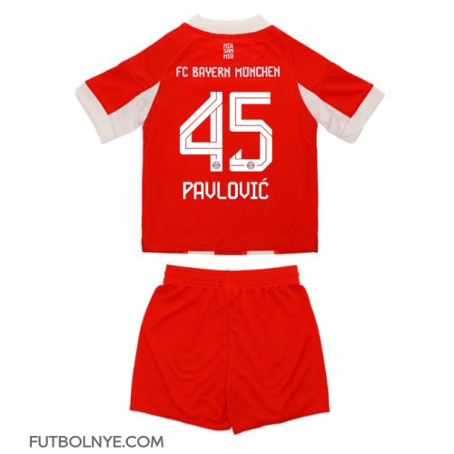 Camiseta Bayern Munich Aleksandar Pavlovic #45 Primera Equipación para niños 2025-26 manga corta (+ pantalones cortos)